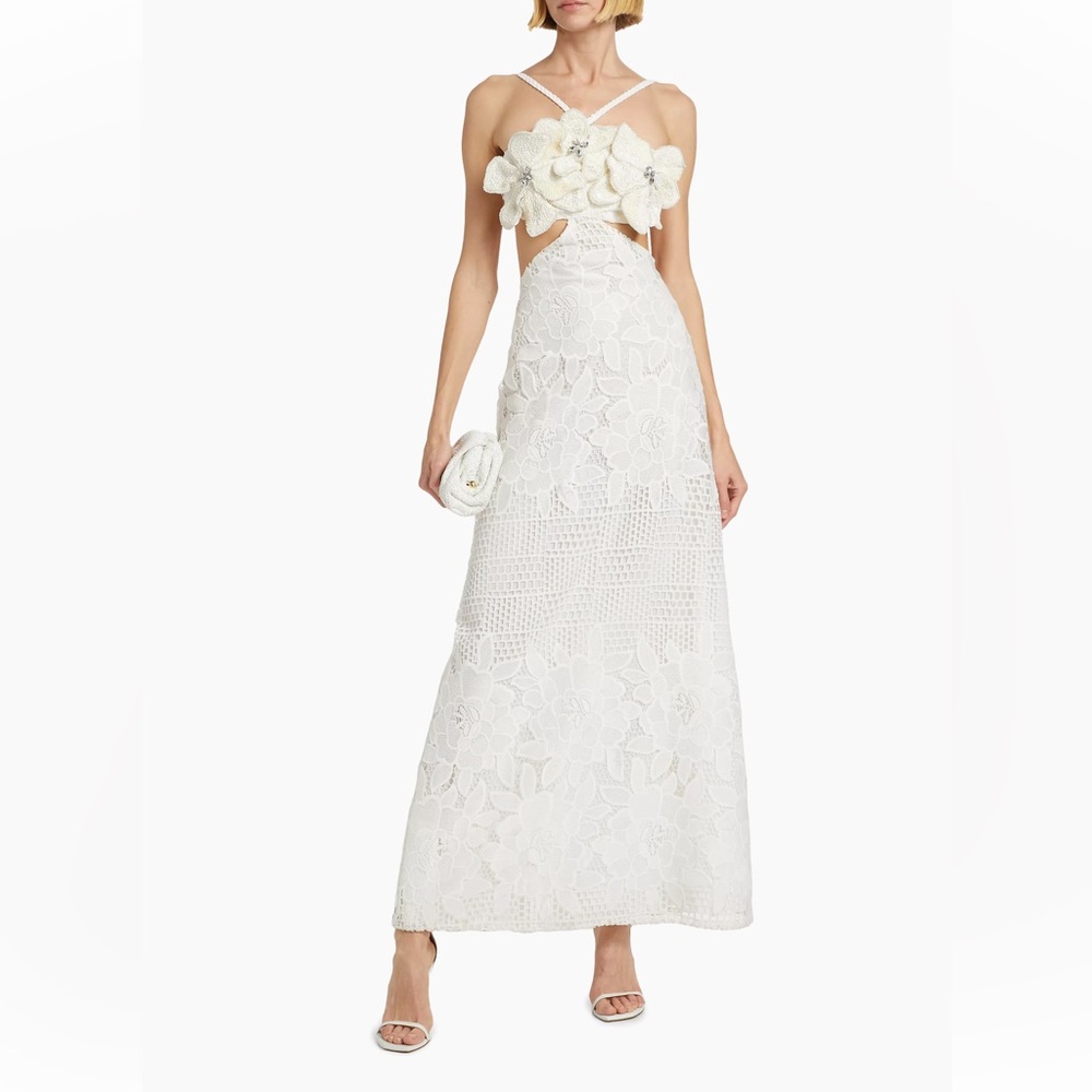 PatBO Beaded Appliqué & Cut-Out Maxi Dress Size 2